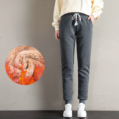 Women Winter Thick Lambskin Cashmere Pants