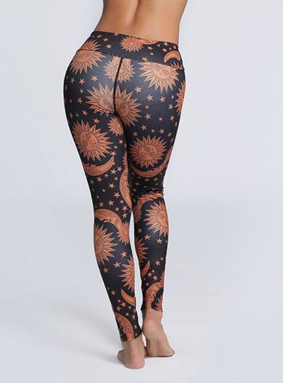 Sun Moon Stars Print Push Up Workout Legging