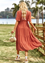 Loose Casual V-neck Solid Color Dress