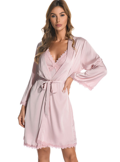 Silk Sling Lace Ice Silk Robe Bathrobe