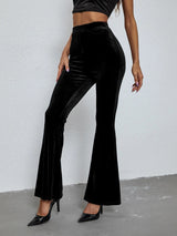 Sexy Slim Solid Color High Waist Velvet Pants