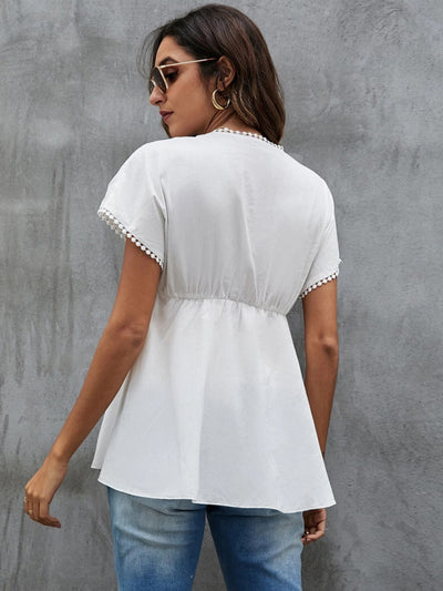 Short-sleeved Solid White Loose T-shirt