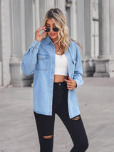 Light-colored Thin Denim Long-sleeved Shirt