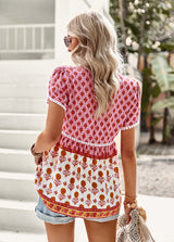 V-neck Short-sleeved Printed Shirt