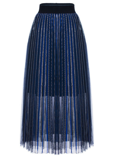 A-line Folded Skirt High Waist Shaped Gauze Skirt