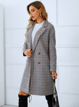 Women's Plaid Windbreaker Long Coat