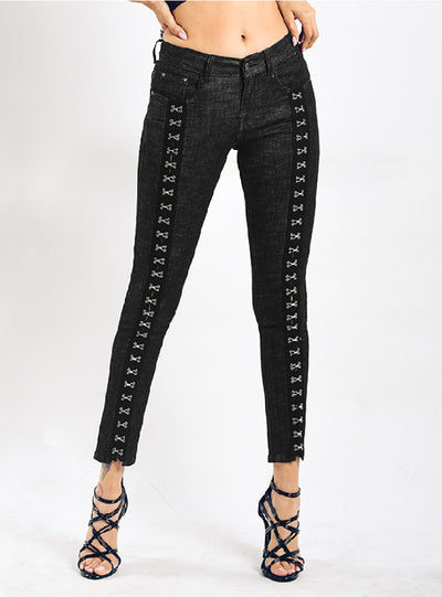 Slim Stretch Rivet Button Jeans