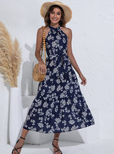 Halter Print Summer Long Dress