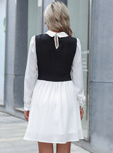 Long Sleeve Lapel Stitching Shirt Dress