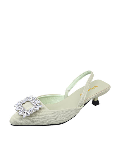 Square Buckle Diamond Pointed Shallow Shoes