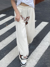 Printed Elastic Waist Wide Legs Pants