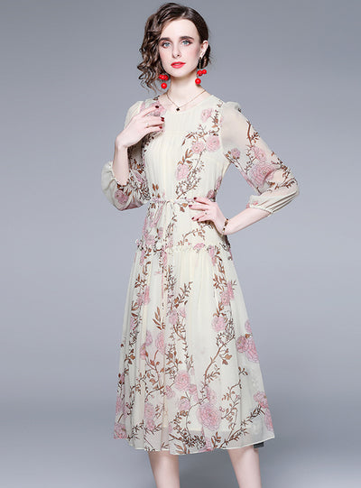 Temperament Floral Chiffon Loose Dress