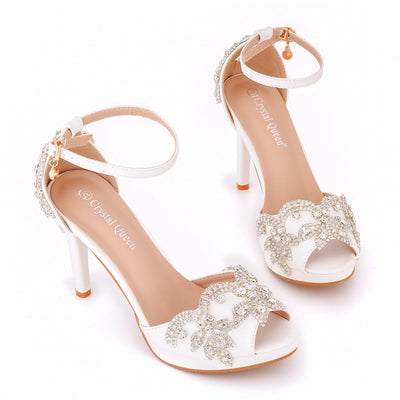 Shallow Fish Mouth Rhinestone High-heeled Sandals