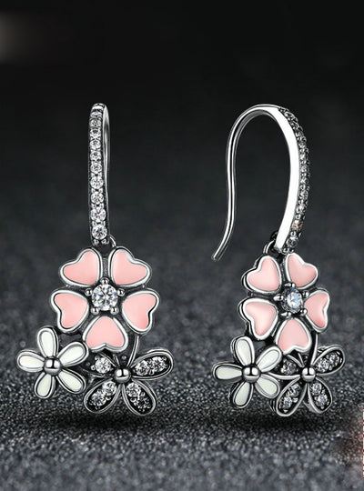 925 Sterling Silver Pink Flower Poetic Daisy Cherry