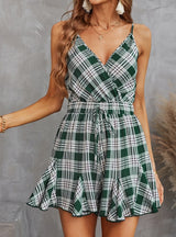 Slim Suspender Plaid Jumpsuit