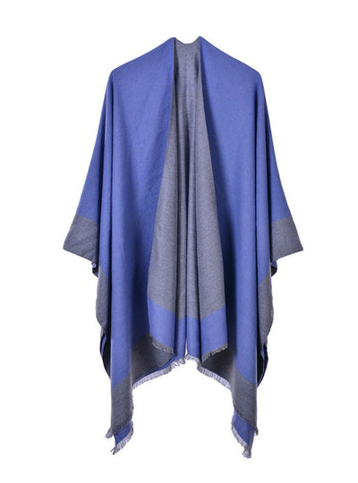 Scarf Dual-purpose Monochrome Fringed Shawl Cape