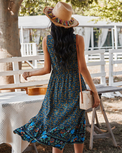 Bohemian V-neck Printed Dress