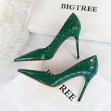 Bright Patent Leather Woven High Heel Shoes
