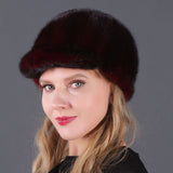 Mink Fur Hat Ladies Warm Winter Cap