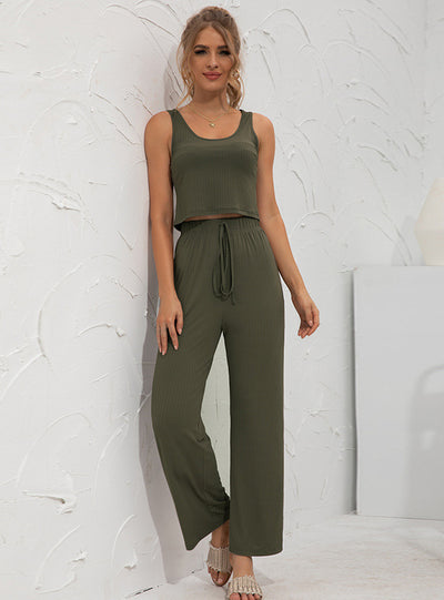 Loose Temperament Vest Wide Leg Two-piece Suit