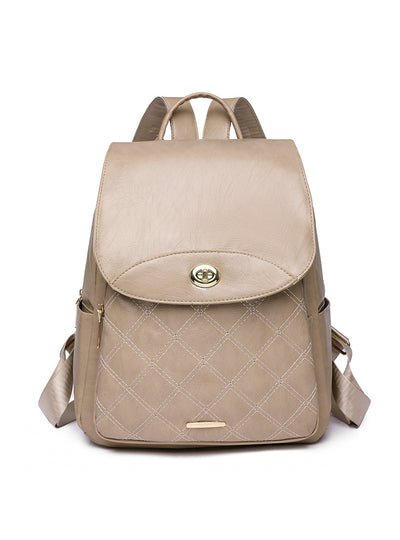 Soft PU Simple Casual Ladies Backpack