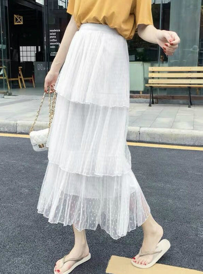 Women Pleated Skirt A Mesh Cake Skirt