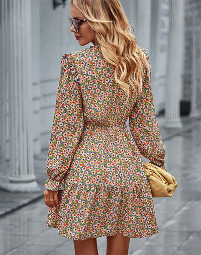 Long Sleeve Short Print Dress