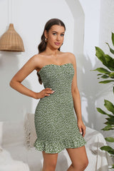 Lotus Leaf Backless Floral Dress