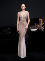 Long Sequined Queen Fishtail Evening Dress