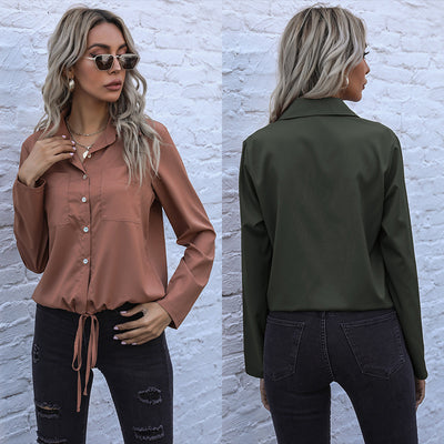 Long Sleeve Cardigan Lace-up Shirt