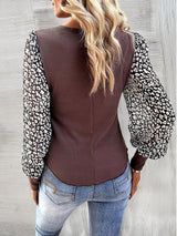 Leisure Leopard Print Stitching Top