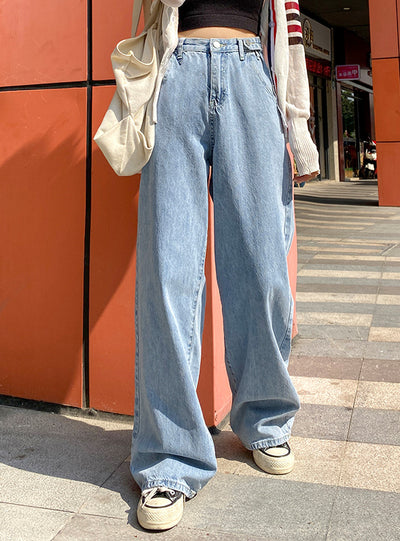 Woman Jeans High Waist Wide Leg Denim Blue Pants