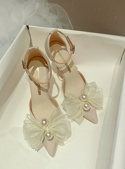 Lace Flower Leisure Pointed High Heels