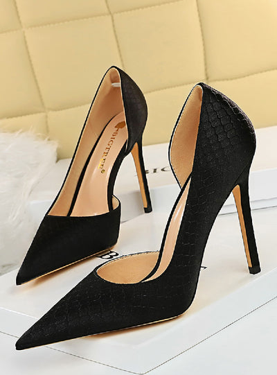 Snake Silk High Heel Shoes