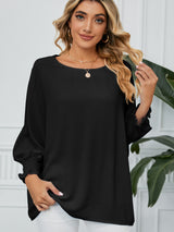 Loose Cropped Sleeve Chiffon Top