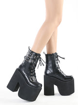 Hate the Sky High Heart-shaped Metal Buckle Martin Boots