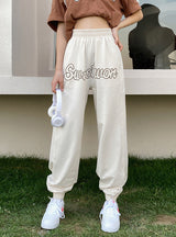 Embroidered Casual Wide-leg Letters Pants