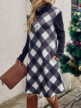 Women Plaid Long Sleeve Dress