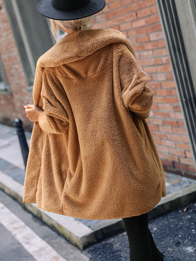 Plush Loose Lapels Buttons Coat