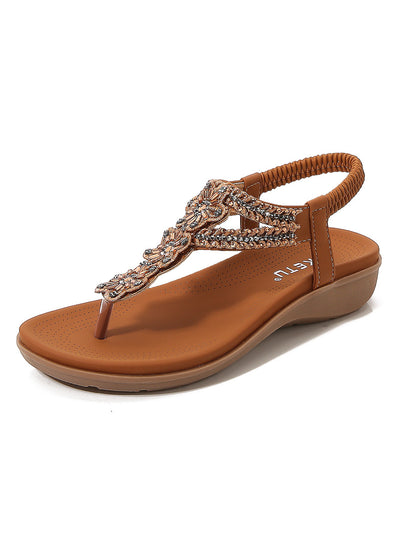 Retro Rhinestone Beaded Beach Sandals