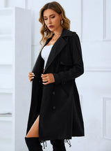 Women V Slim Long Coat With Belt