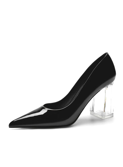 Transparent Pointed Thick Single Shoes