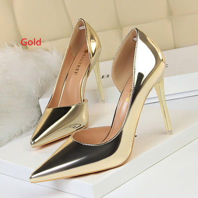 Metal Shallow Mouth Pointed Shoes