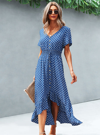 Short Wave Hi Lo Print Dress