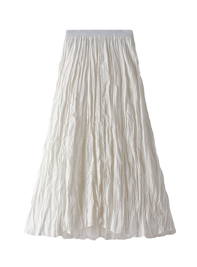 High Waist Gauze Pleated Skirt