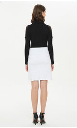 Irregular Split White Hip Denim Skirt