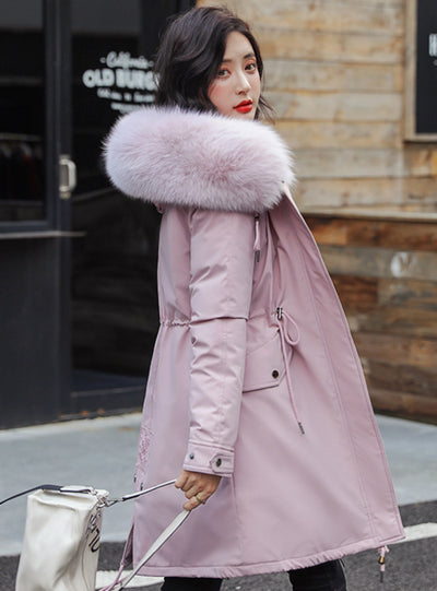 Women's Parkas Coats Hooded Fur Collar Thick Section