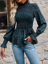 Round Neck Shirt Long Sleeve Flower Shirt