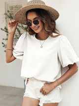 Balloon Sleeve Chiffon Shirt Top