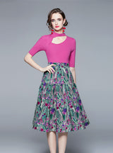 Retro Swing Skirt+Irregular Knitted Two-piece Suit